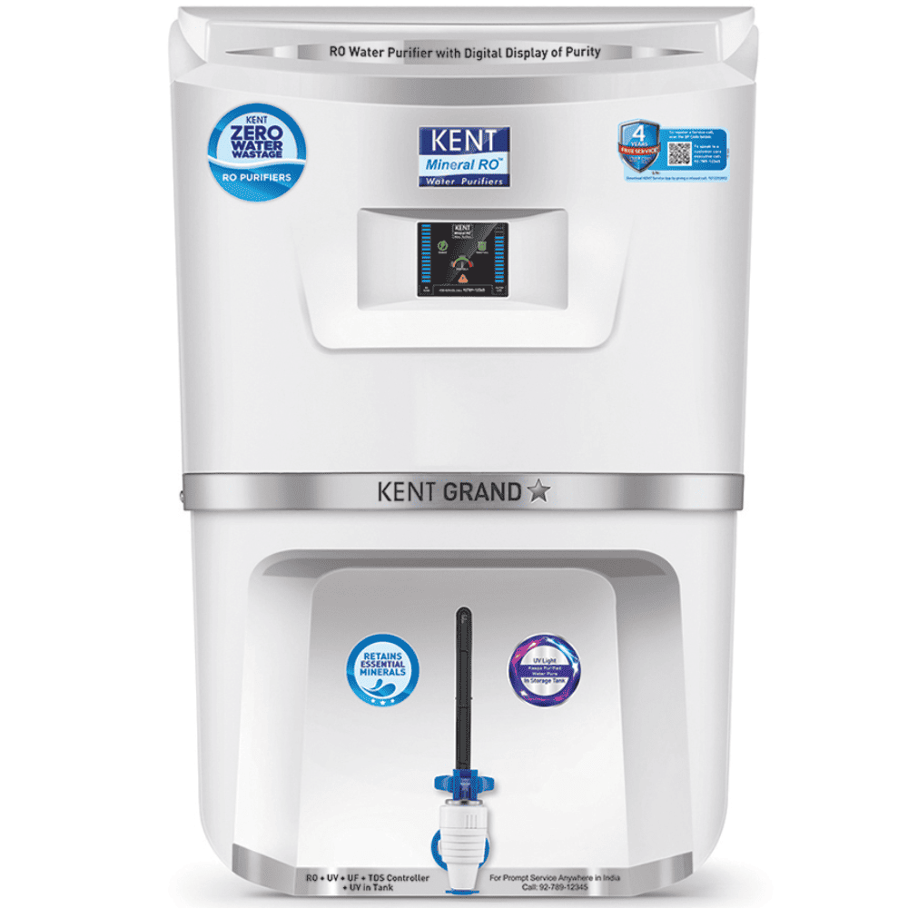 Kent GRAND STAR ZWW, 9 Ltrs RO+UV+UF + TDS Control Wall Mountable Water Purifier, White