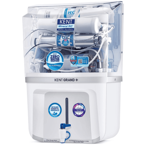 Kent Grand Plus Mineral, 9 Ltrs Storage Tank RO + UV + UF + TDS Wall Mountable Water Purifier, White