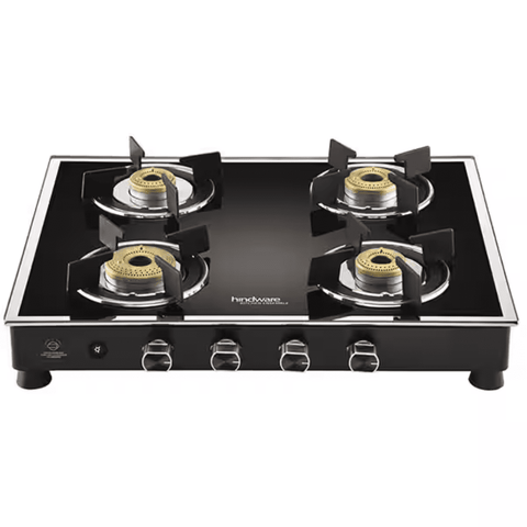 Glen Cooktop, 1043 GT HF BB DT, 3 Burner cm Auto Manual Glass Top Brass Burner 1 Big + 1 Medium + 1 small Gas Stove, with Forged Brass Burner (Black)