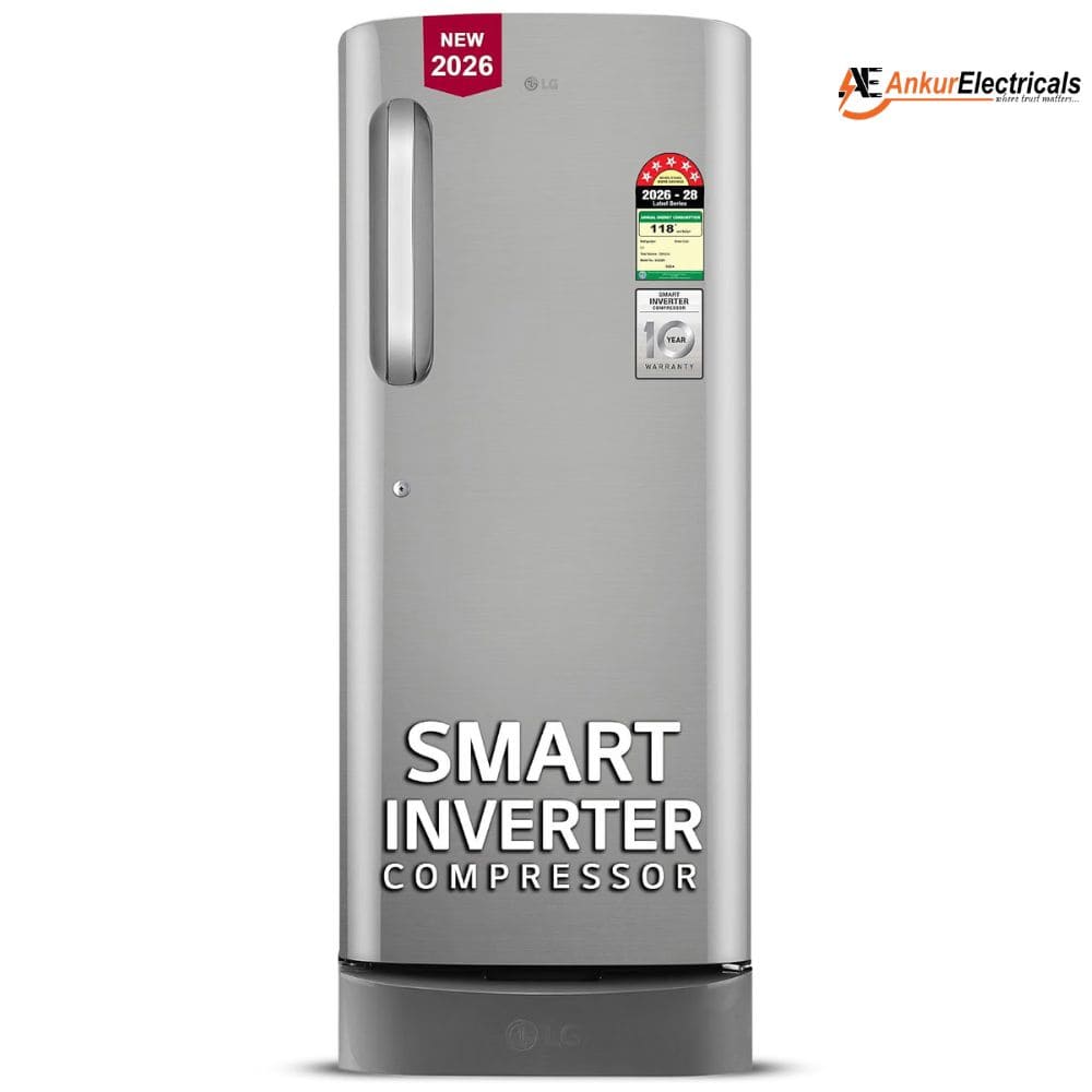 LG 224 Ltrs, 5 Star Smart Inverter Direct Cool Single Door Refrigerator (GLD2356ZAPZ, Shiny Steel)