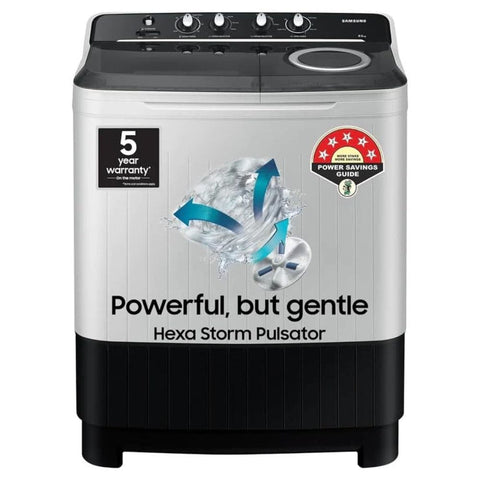 Samsung 10.5 Kg 5 Star Semi-Automatic Top Load Washing machine (WT10C4260GG,Black & White)