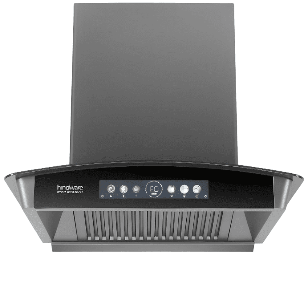 Hindware RAYLENE, 60 cm 1700 m3/hr Auto Clean Filterless Wall Mounted Chimney (Grey)
