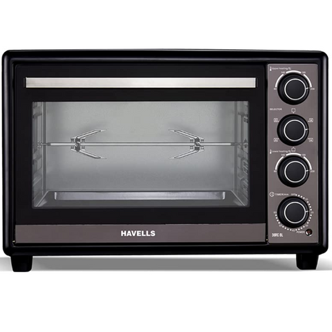 Havells 36RC, 1500 Watts 36 LitresToughened Double Glass Door Oven, 4 Knob with Dual Thermostat (Black)