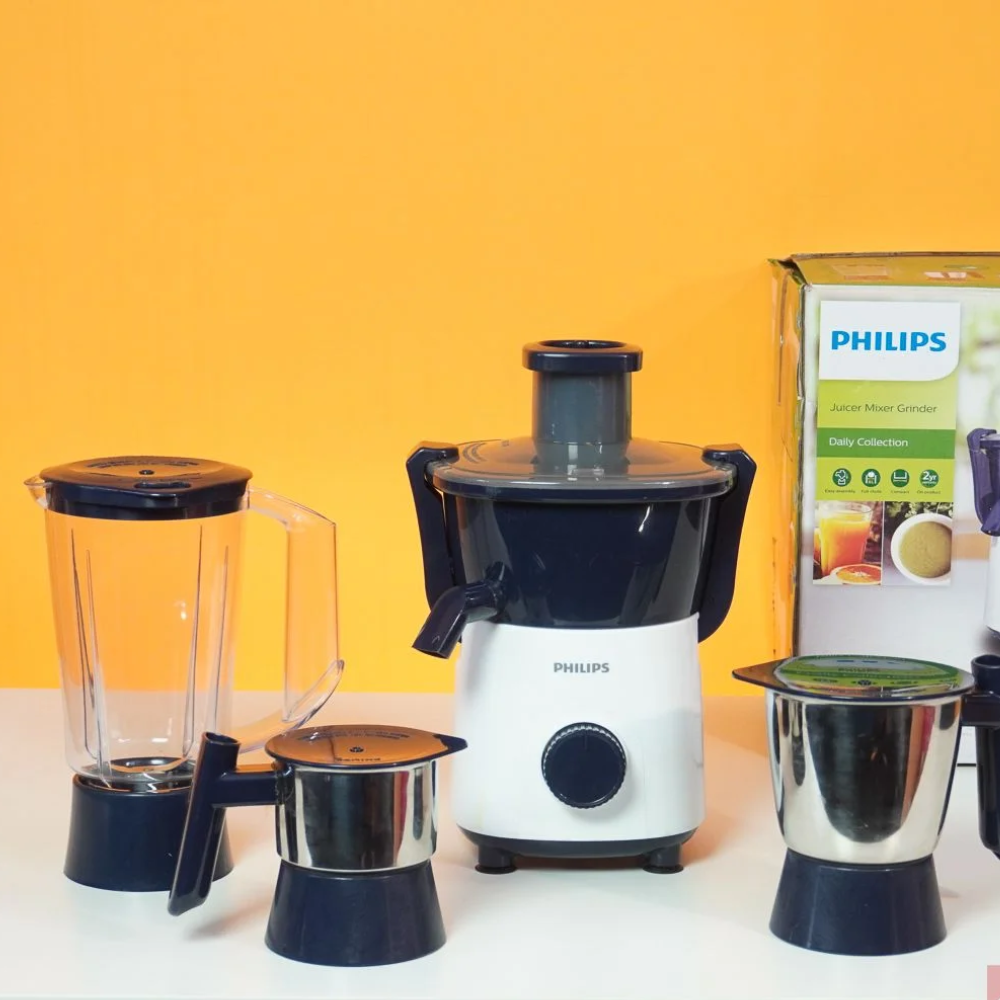 Philips 1000 Watts 3 Jars Juicer Mixer Grinder (HL7568/00,Deep Azure Blue)