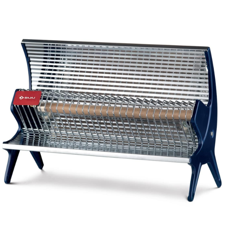 Bajaj Flashy New, 1000 Watts Radiant Mirror Room Heater, Steel Blue
