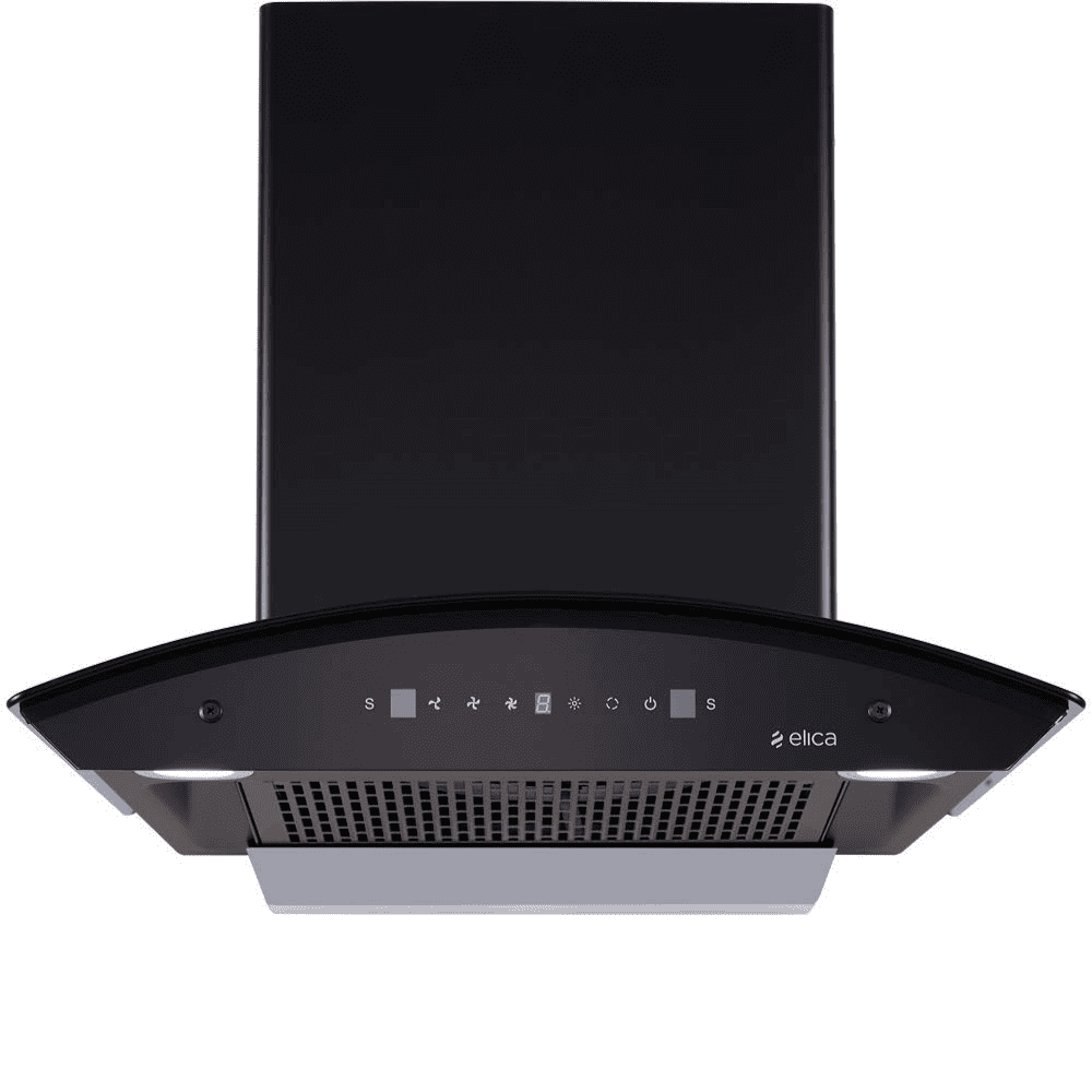 Elica FLCG LTW 600 HAC MS NERO, 60 cm 1200 m3/hr Filterless Auto clean Kitchen Chimney (Black)