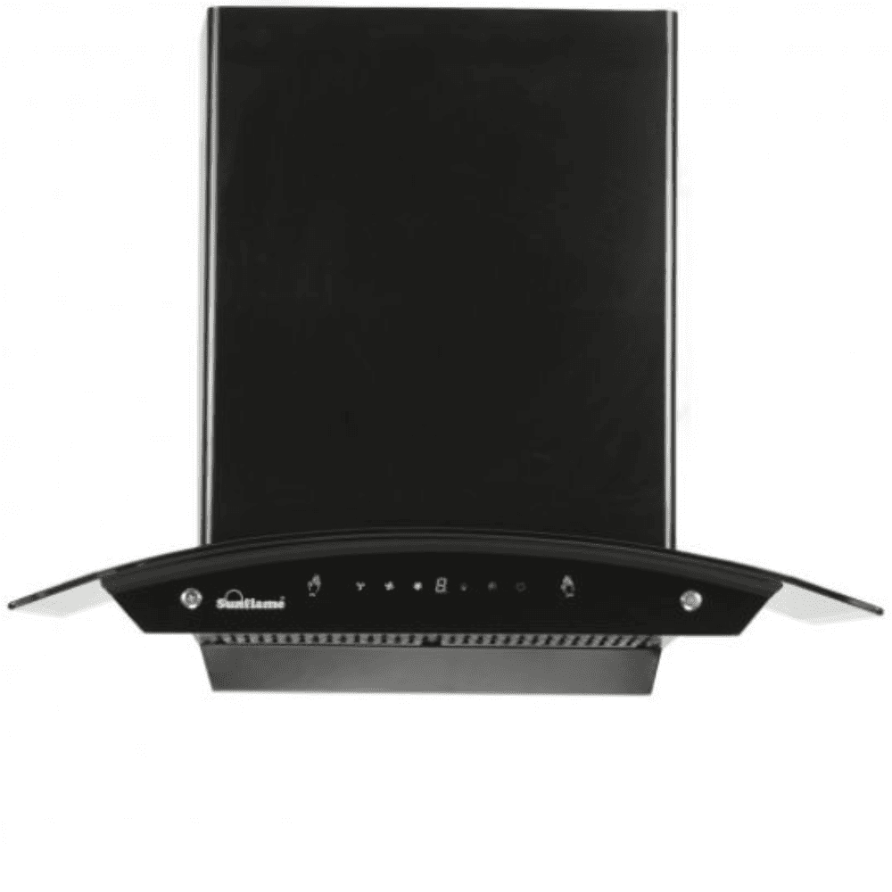 Sunflame ANCONA Bk, 60 cm 1250 m3/hr Auto Clean Wall Mounted Chimney, Filterless Technology (Black)