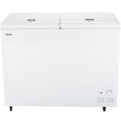 Haier HFC-385CM5, 385 Ltrs,  hard top Double Door Convertible Deep Freezer, White