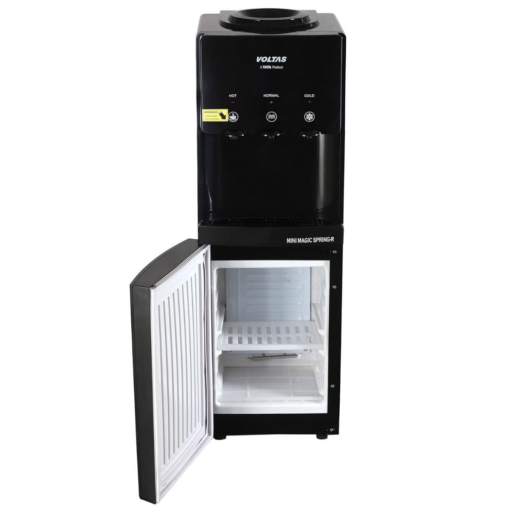 Voltas Minimagic SPRING R, 5 Ltrs Floor Mounted Water Dispenser, Tap and Small Refrigerator Black