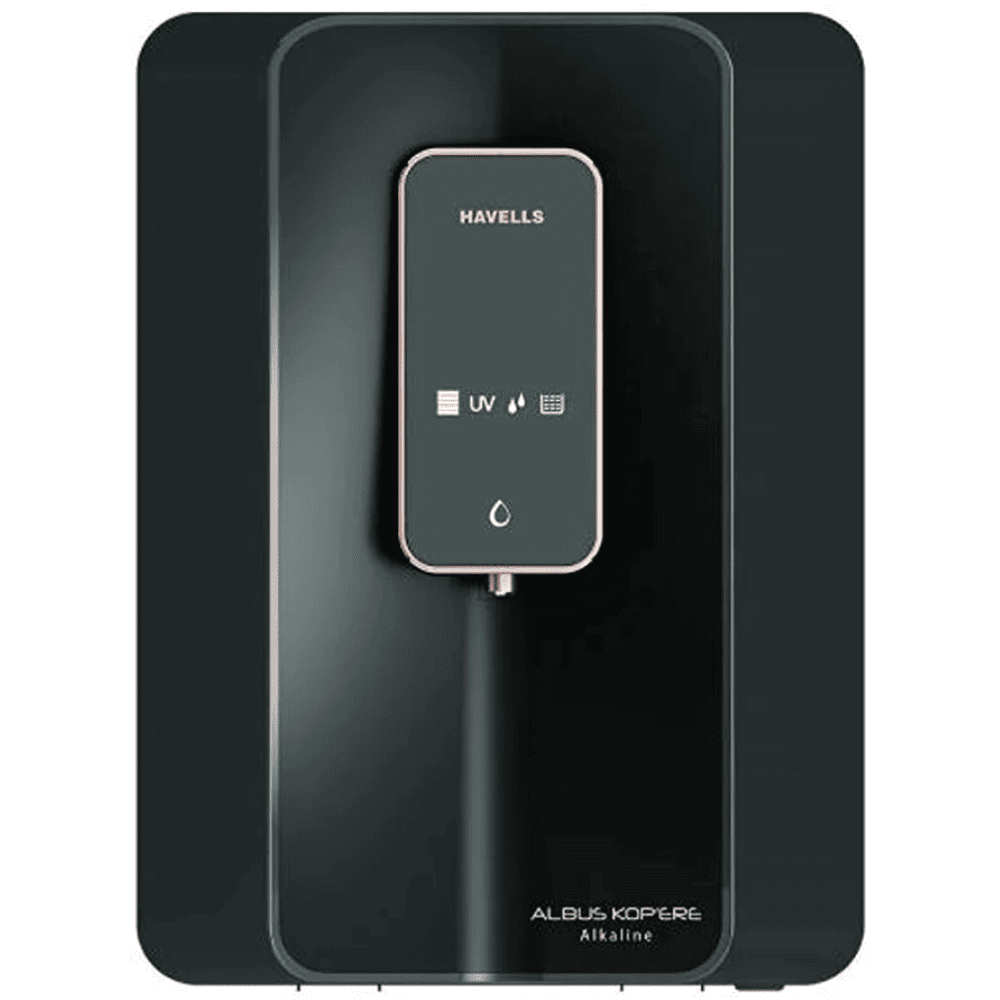 Havells Albus Kopere Alkaline+, 6 Ltrs Storage RO + UV + UF Wall Mountable Water Purifier, Black