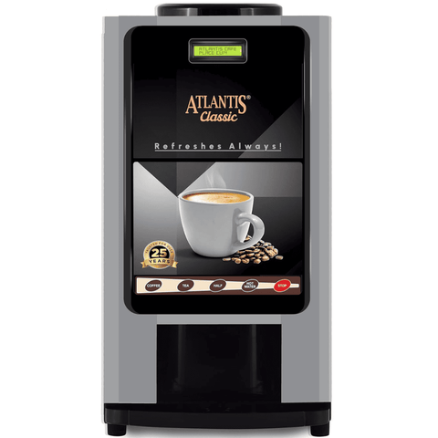 Atlantis Cafe Classic2 Line, 2 Liters Instant Tea Coffee and Milk Beverages Maker Vending Machine, Black