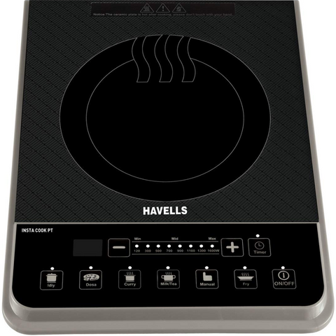 Havells INSTA COOK PT16, 1600 Watts Induction Cooktop, Alloy Steel Insta Cook PT (Assorted Color Black)