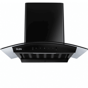 Glen 6058 BL, 75 cm 1200 m3/hr Heat Auto Clean Wall Mounted Curved Glass Kitchen Chimney, Filterless Technology (Black)