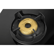 Sunshine Cooktop, 4BR METHI ANGEETHI PRO, 4 Burner 50 cm Manual Ignition Glass Top Brass Burner 1 Lava Rocks Medium + 1 Small +1 High Flame Gas Stove (Black)