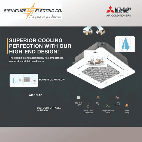 Mitsubishi CFBM-36EV2G, 3.0 ton 3 Star Inverter Cassette Air Conditioner