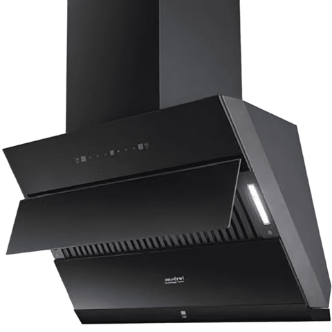 Hindware ALDINA75 A/CL, 75 cm 1350 m3/hr Auto Clean Wall Mounted Chimney, Aiflow Filterless Technology (Black)