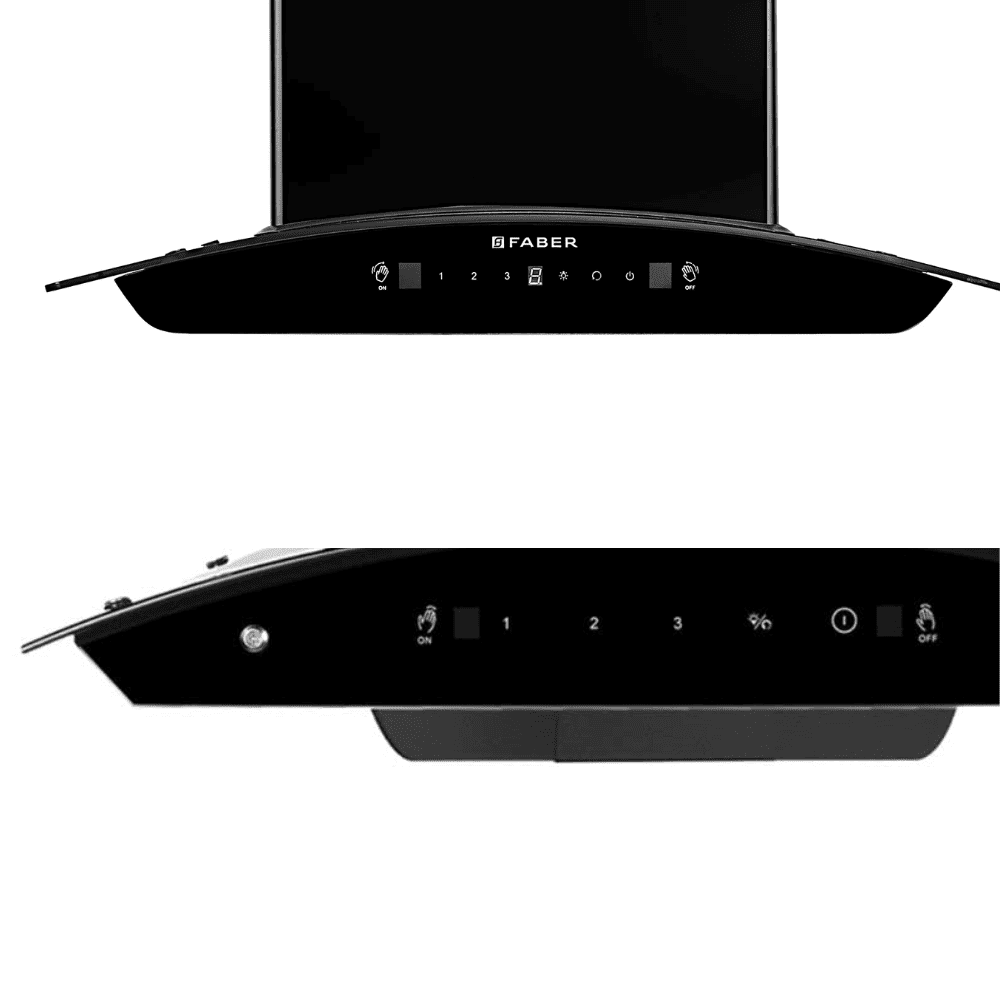 Faber HOOD SUNNY HC, 60 cm 1200 m3/hr Auto-Clean curved glass Kitchen Chimney Black)