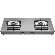 Sujata Cooktop Classic AI, 2 Burner Glass Top Auto Ignition Brass Burner Gas Stove (Black)
