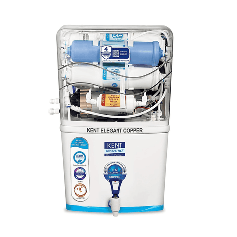 Kent Elegant Copper, 8 Ltrs RO+UF + Copper + TDS Control Wall Mountable Water Purifier, White