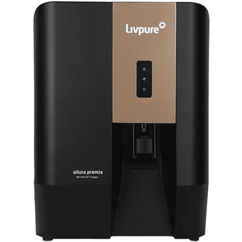 Livpure Allura Premia, 7 Ltrs Storage RO + UV + UF Wall Mountable Water Purifier, Black