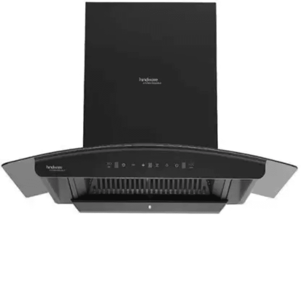 Hindware ZINNIA BLK, 75 cm 1300 m3/hr Auto Clean Wall Mounted Chimney with Filterless Technology (Black)