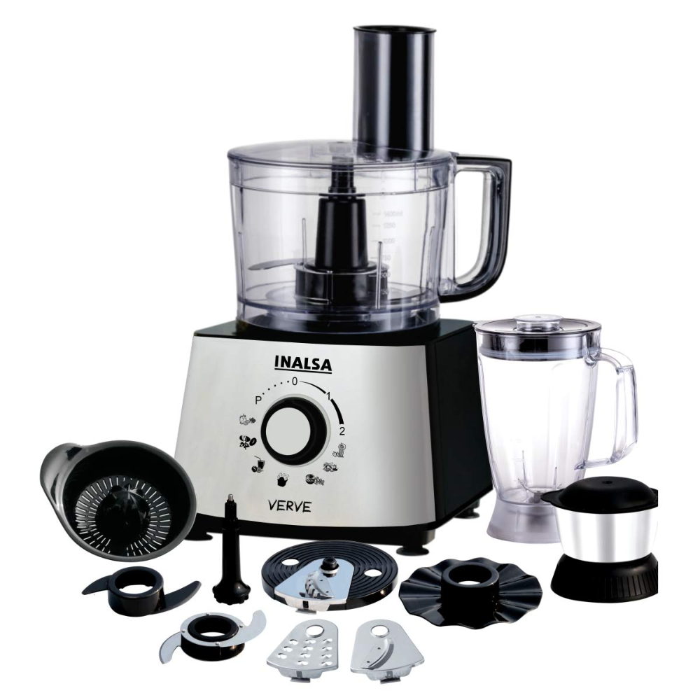 Inalsa VERVE, 800 Watts Mixer Grinder And Food Processor, Multipurpose Jars (Black)
