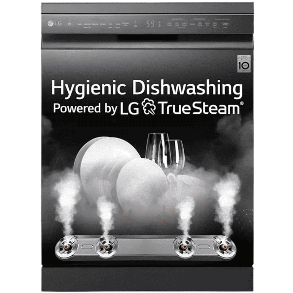 LG 14 Place Settings Free Standing Dishwasher with Inverter Direct Drive (DFB424FM, Matt Black)
