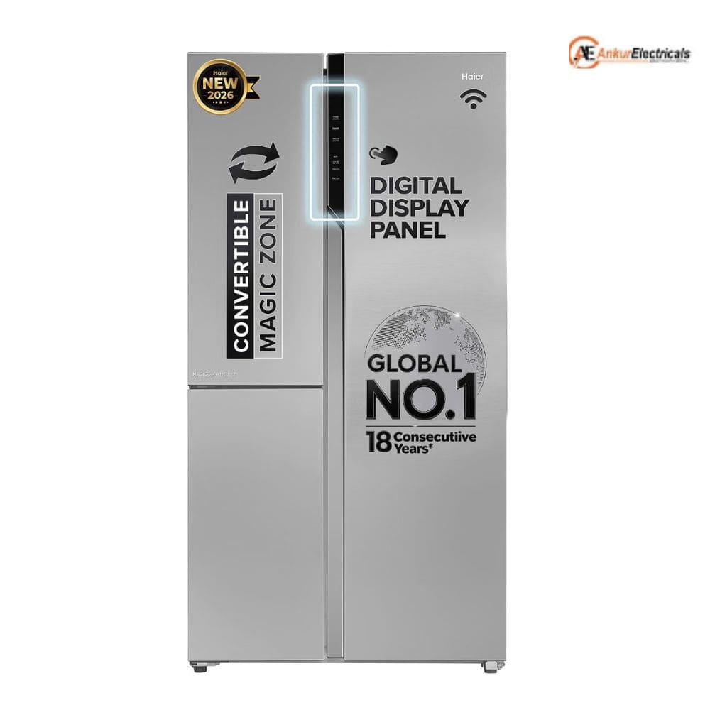 Haier 598 Ltrs, 3 Star Frost Free Expert Inverter Smart Sense AI enabled 3 Door Side by Side Refrigerator (HRT 683ISU1)