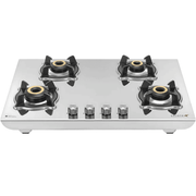Sujata Cooktop Robusto, 4 Burner Manual Stainless Steel Manual Gas Stove (Silver)