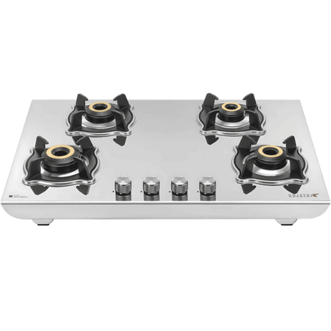Sujata Cooktop Robusto, 4 Burner Manual Stainless Steel Manual Gas Stove (Silver)