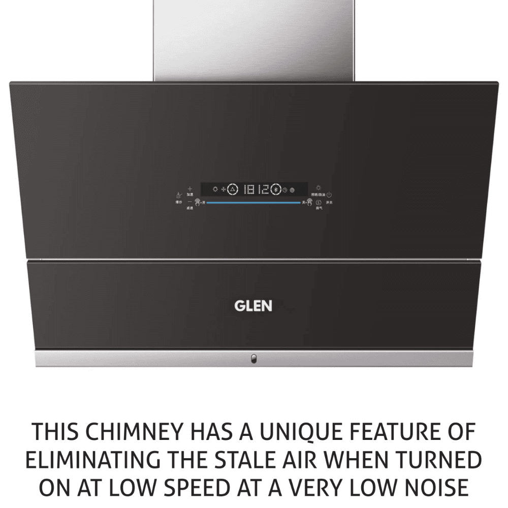 Glen 6074, 75 cm 1400 m3/hr Auto Clean Wall and Ceiling Mounted Chimney, Filterless Technology (Black)