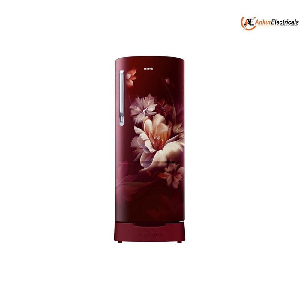 Samsung 183 Ltrs, 3 Star Digital Inverter, Direct Cool Single Door Refrigerator (RR20H2823RZN Midnight Blossom Red)