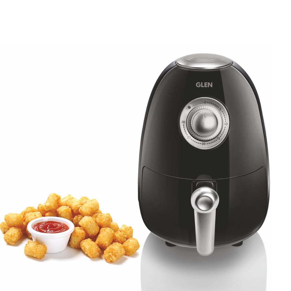 Glen GL3045, 800 Watts 2 Litres Electric Air Fryer,Preset Temperature Ccontrol (Black & Silver)
