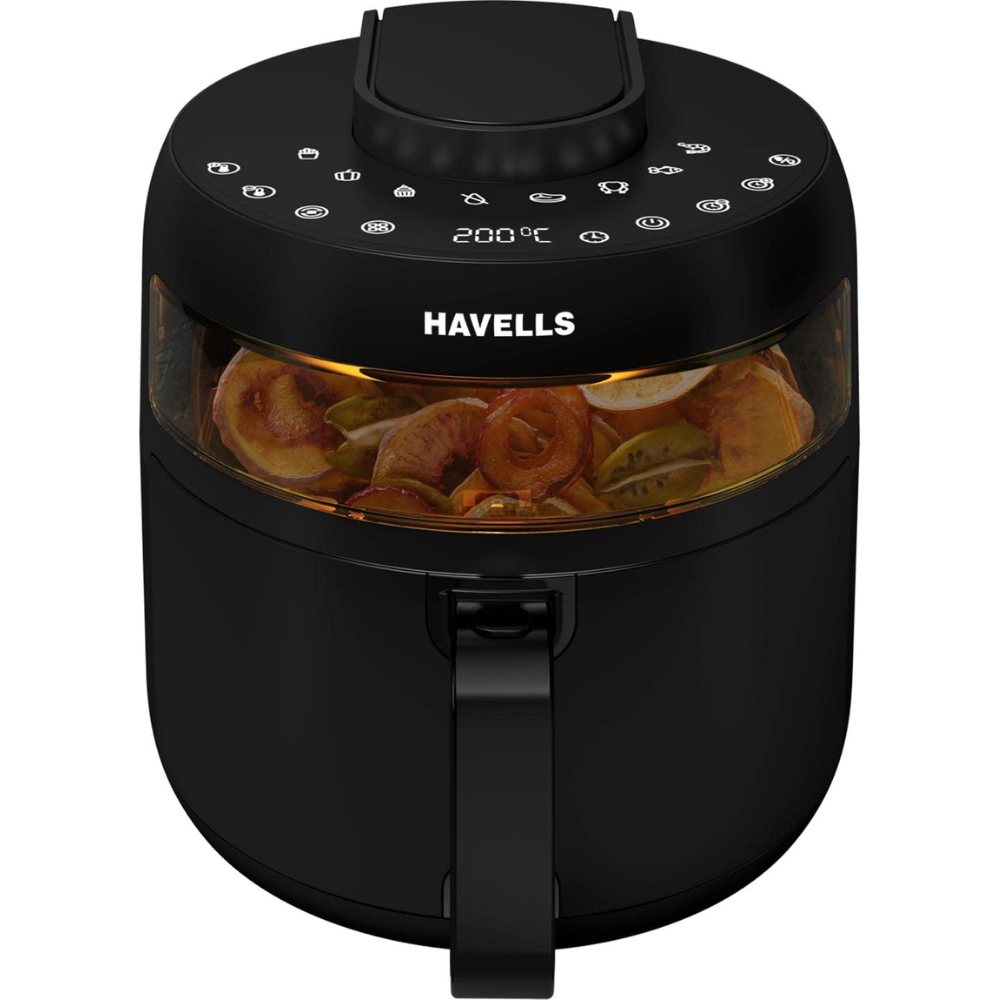 Havells Prolife Crystal, 1500 Watts 5 Litres Touch Screen Electric Air Fryer, Auto Restart Digital Display with Dehydrator Mode 85% Less Oil (Black)