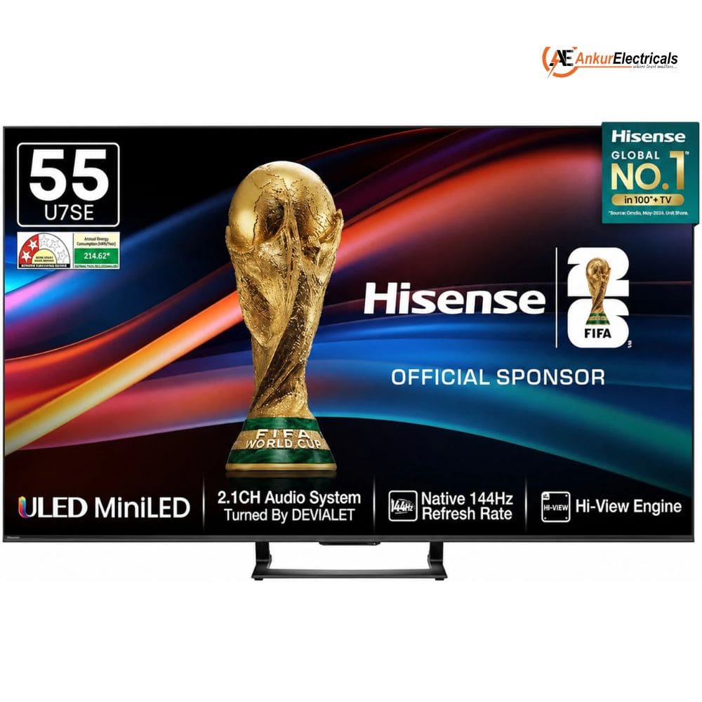 Hisense 55U7SE, 65 Inches 4K Ultra HD Smart MiniLED TV, Black