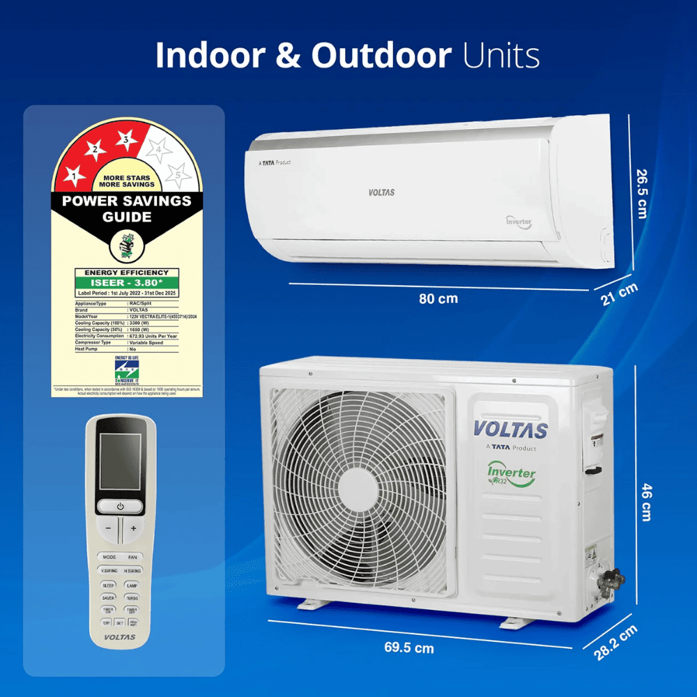Voltas 1 Ton 3 Star Inverter Split AC (123V VECTRA ELITE)