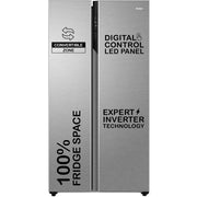 Haier 596 Ltrs 3 Star Inverter Frost Free Double Door Side by Side Refrigerator, HES-690SS, Inox Marine