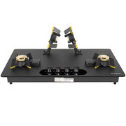 Faber Hob MAGICLIFT HT904 BR CI AI , 4 burner 90 cm Auto Electric Ignition Glass Top Liftable Brass Burners 1 Medium + 2 Small + 1 High (Black)