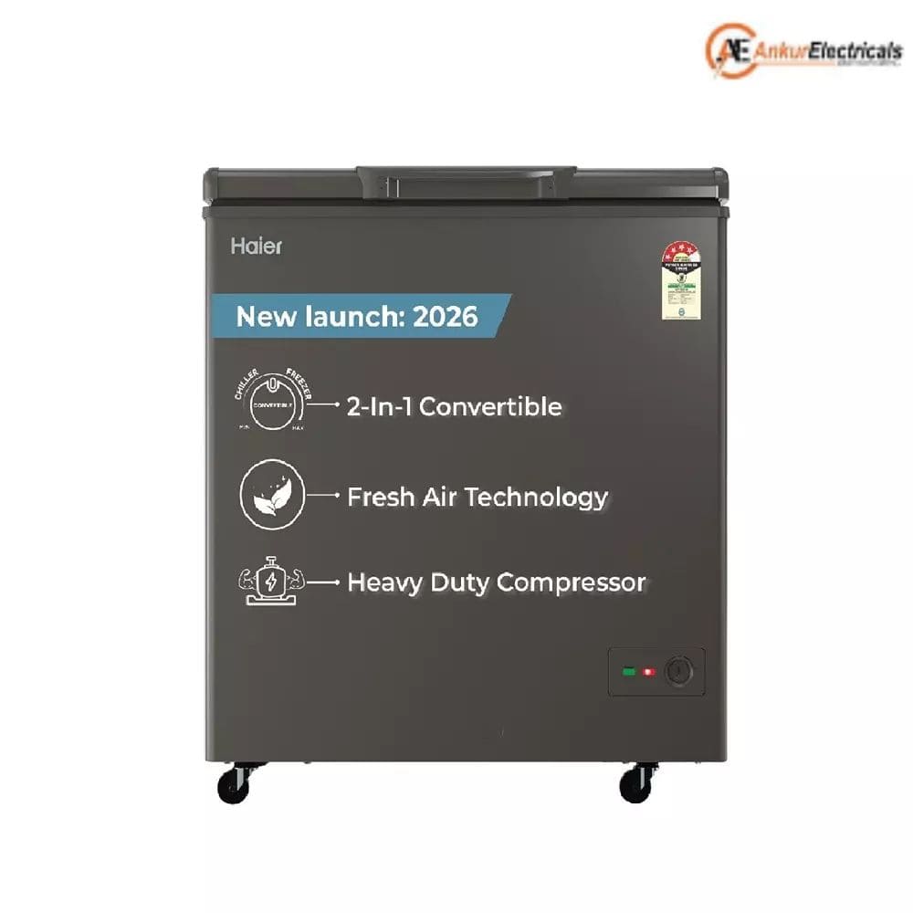 Haier HFC-235SET4, 235 Ltrs 4 Star Single Door Hard Top Convertible Deep Freezer, Titanium Grey