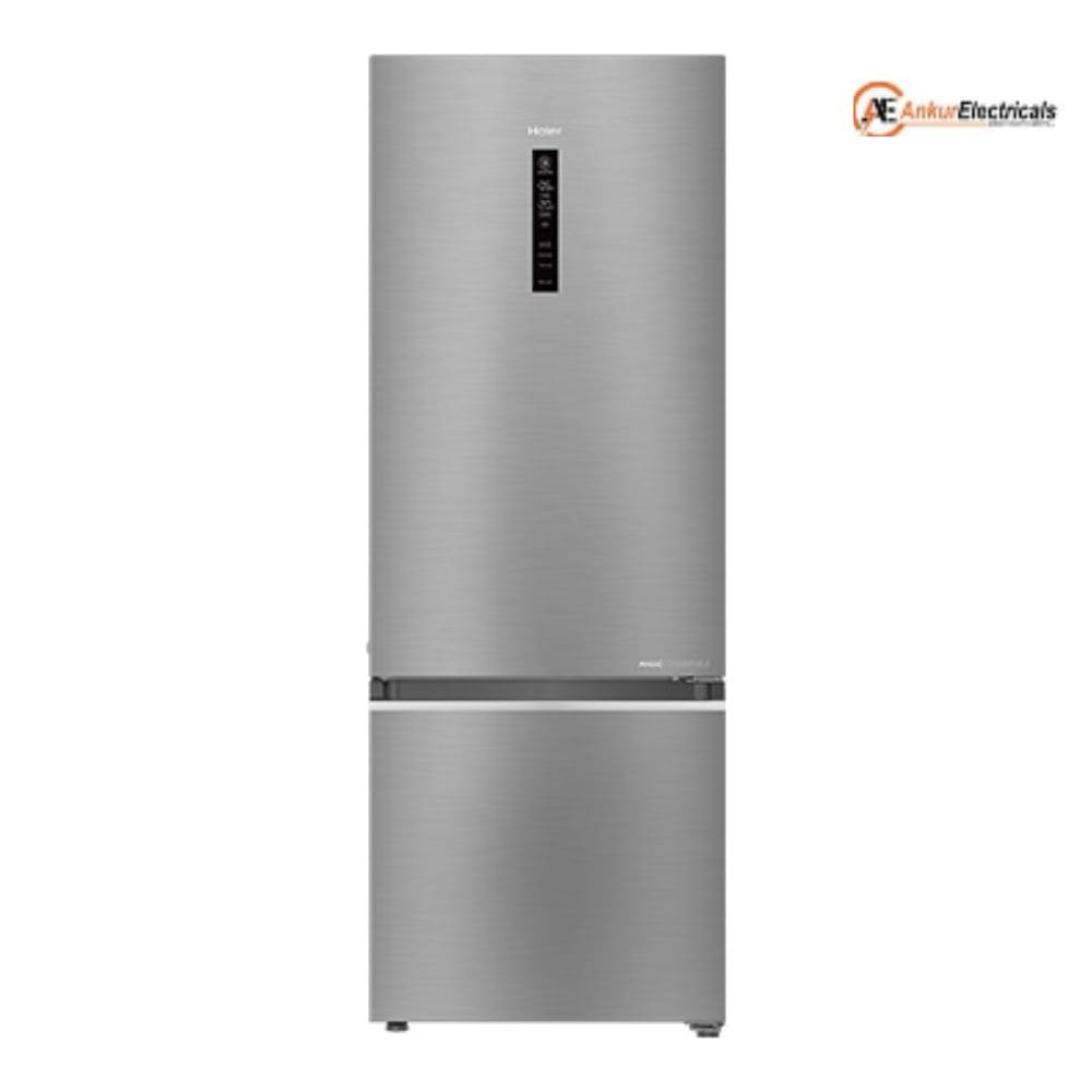 Haier 445 Ltrs, 1 Star Frost Free Double Door Bottom Mount Refrigerator (HRB 4951BISA P, Inox Steel)