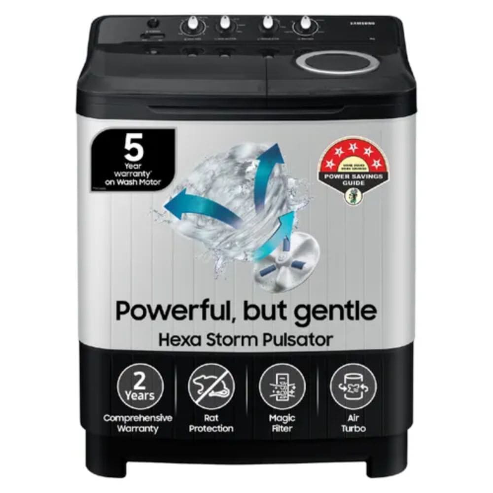 Samsung 8 Kg 5 Star Semi-Automatic Top Load Washing Machine (WT80C4200GG,Dark Grey)