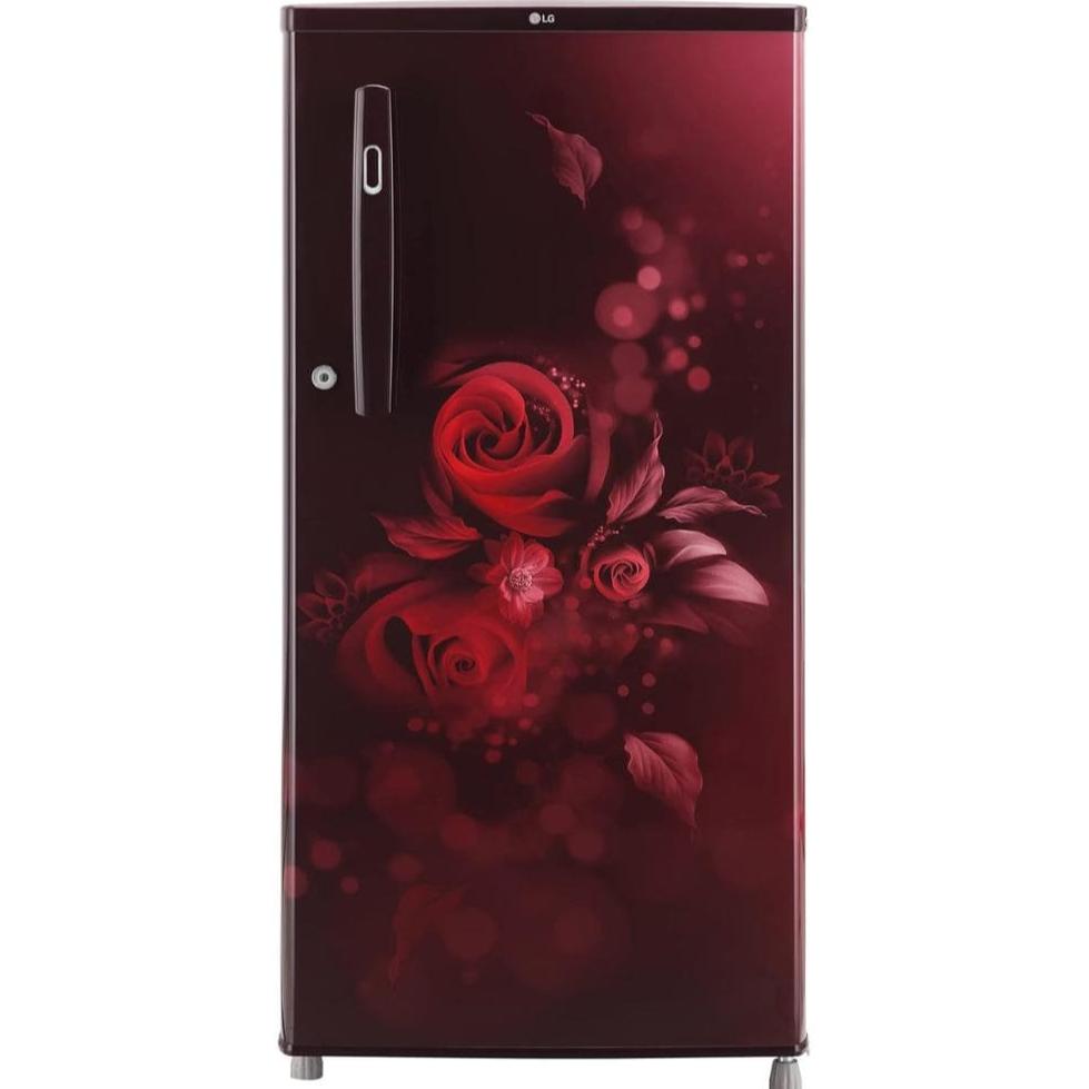 LG 190 Ltrs 2 Star Inverter Direct Cool Single Door Refrigerator Glass Shelves (GL-B199OSEC, Scarlet Jasmine)