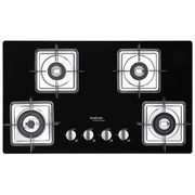 Hindware Hob, ROSIA 4B 60CM, 4 Burner 60 cm Auto Ignition Glass Top Stainless Steel Burners 4 Medium Gas Stove (Black)