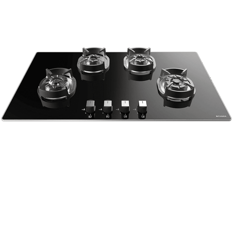 Faber Hob, Nexus HT904 CRS BR CI, 4 Burner 90 cm Auto Electric Ignition Glass Top Mild Steel Burners 4 Medium Gas Stove (Black)