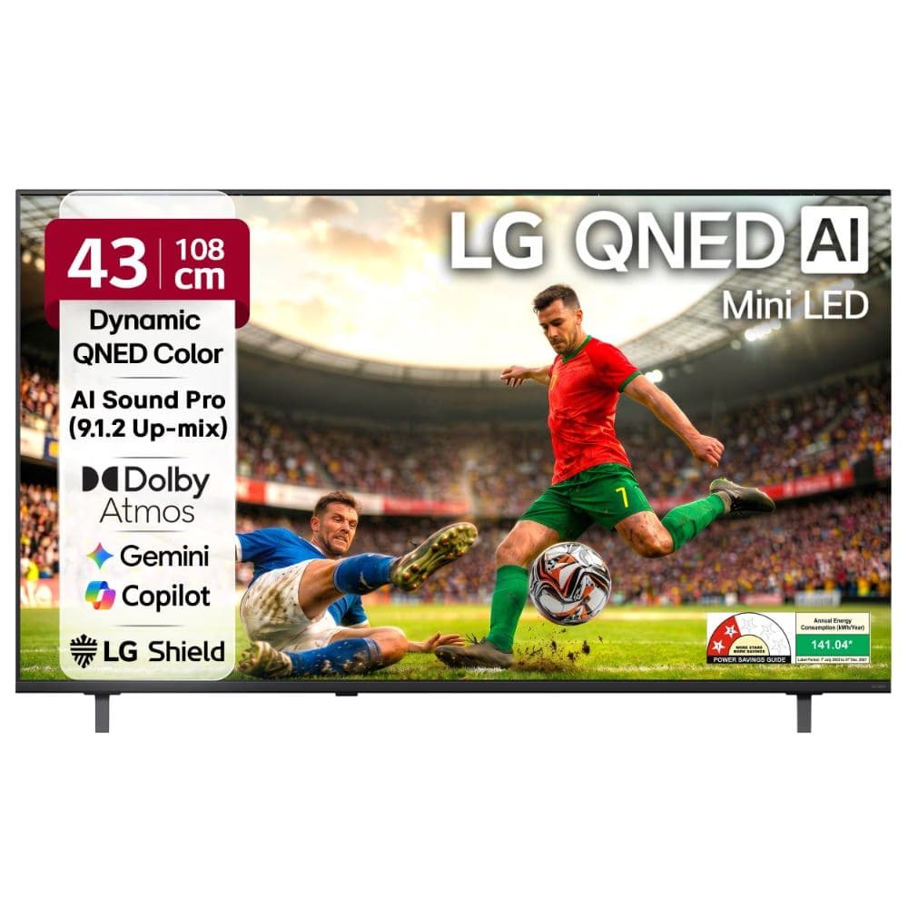 LG 43QNED70BLA, 43 Inches 4K alpha7 Gen9 AI Processor QLED TV, Black