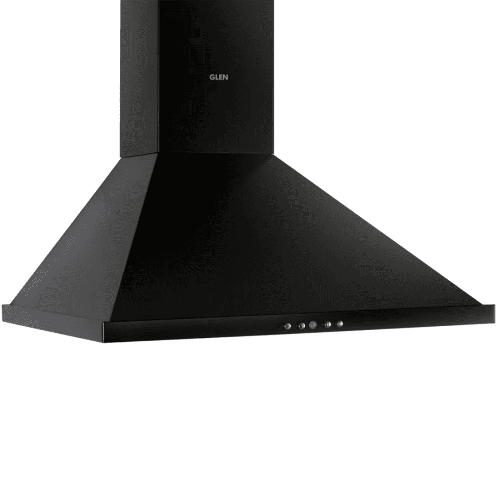 Glen 6054 SS, 60 cm 1250 m3/hr Auto Clean Vertical Glass Kitchen Chimney, Filterless Technology (Black)
