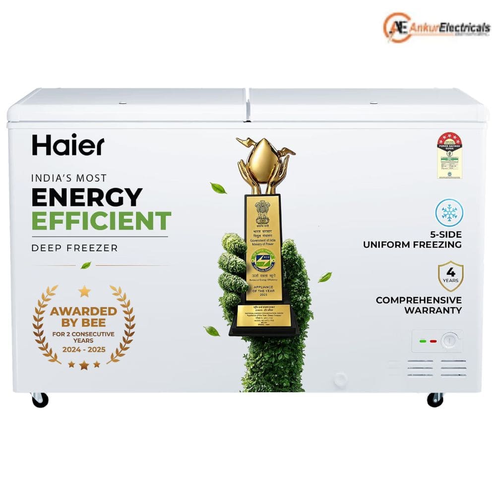 Haier HFC-588DPW5, 588 Ltrs 5 Star Double Door Hard Top Convertible Deep Freezer, Titanium Grey
