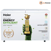 Haier HFC-588DPW5, 588 Ltrs 5 Star Double Door Hard Top Convertible Deep Freezer, Titanium Grey
