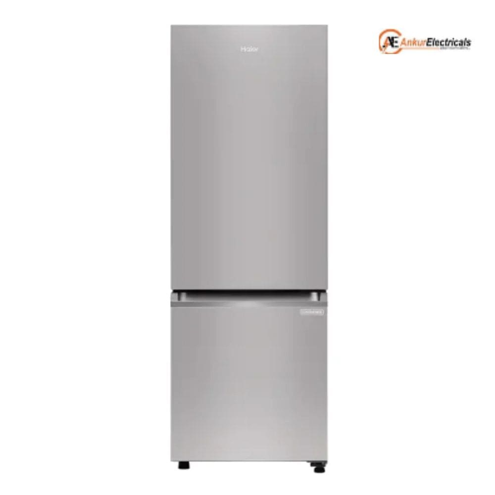 Haier 237 Ltrs, 2 Star Frost Free Double Door Bottom Mount Refrigerator (HRB 2872EKGA P, Black Glass)
