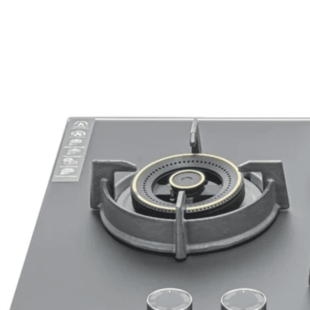 Sujata Hob, 4 Burner 78 cm Auto Ignition Glass Top Brass Burner 1 Larg + 1 Medium + 2 small (Palladium FB 4B78CR FFD, Black)